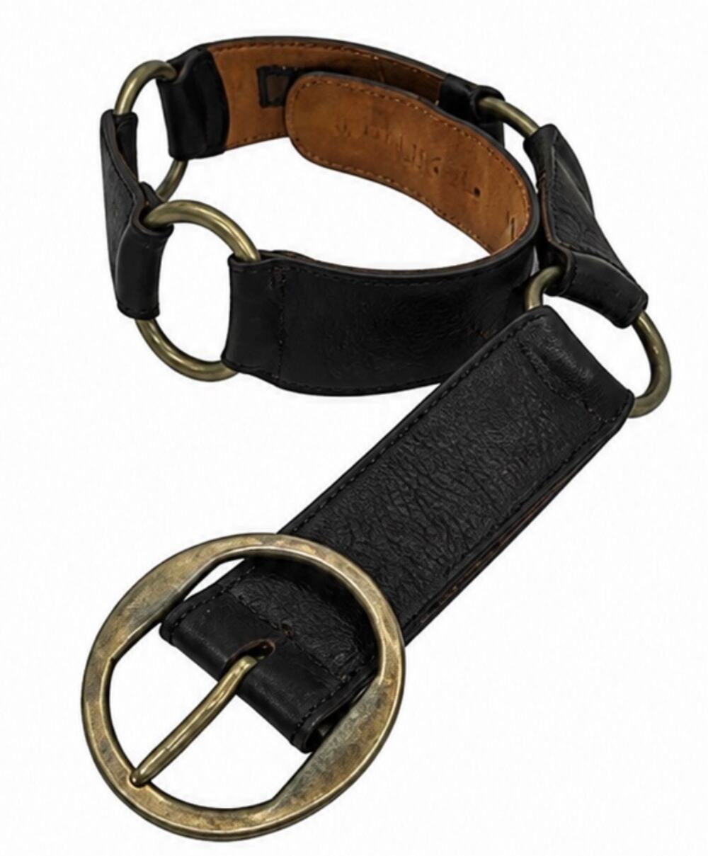 Vintage DNKY leather harness belt 80s 90s heavy duty grunge quility boho Rare 34